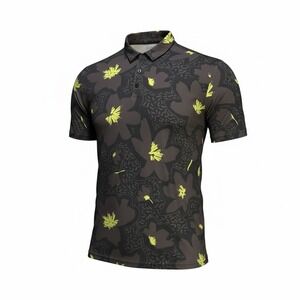 Breakfast Balls Mens 3XL Petal Pala Golf Polo Shirt Floral Charcoal Neon Yellow